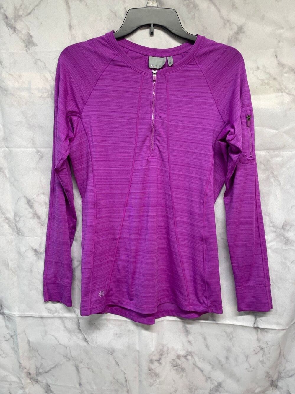 Athleta Women’s Purple Heather Half Zip Long Sleeve Running Top Med